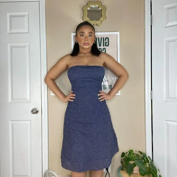 J. Crew | Dresses | Jcrew Navy Blue Polka Dot Strapless Fit Flare Dress |  Poshmark